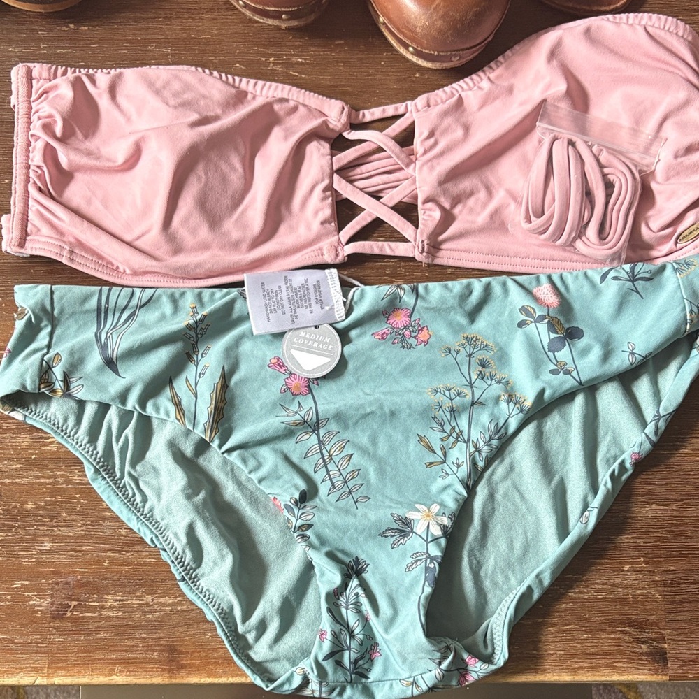 O'Neill Pink and Green Floral Bikini